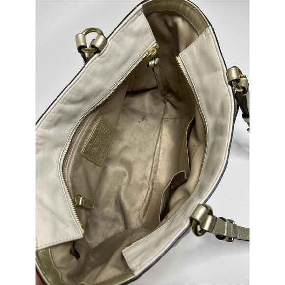 Coach Gallery Tote Shoulder Bag Cream With Gold Accents - Picture 9 of 10